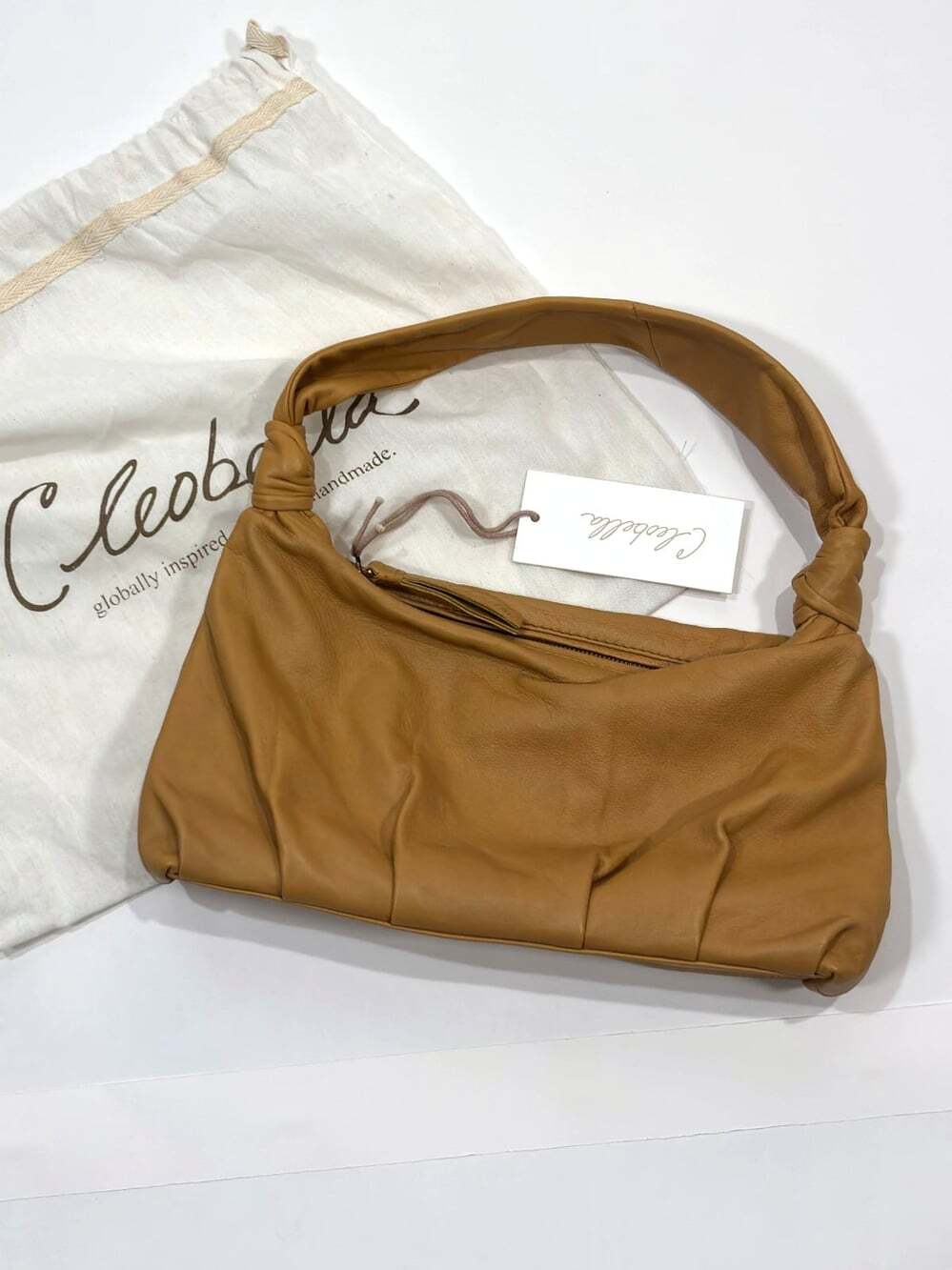 Cleobella Morgan Leather Knotted Handbag Purse Camel Brown - NWT